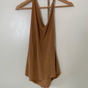 RWT organic hand stitched cowl neck halter top